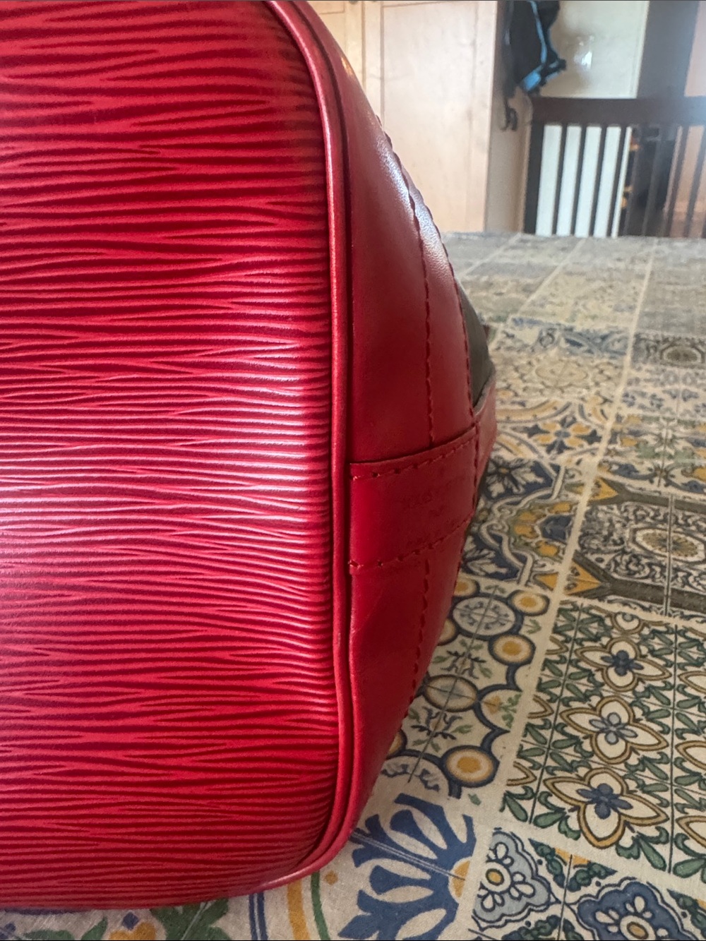 Louis Vuitton Black & Red Epi Leather Drawstring Bucket Bag - Picture 6 of 7